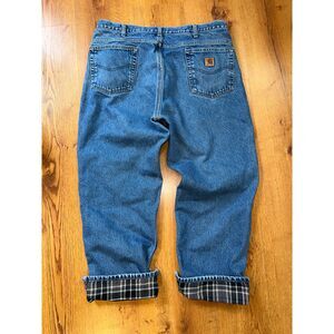 Vintage Carhartt Mens Denim Jeans, Flannel‎ Lined, 36" x 29.5" B10 Style
